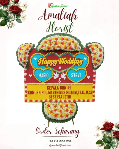 Karangan Papan Bunga Pernikahan di Sukasada